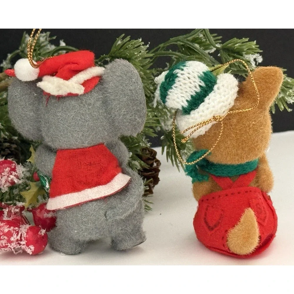 (2) Vintage Critter Sitter‎ Flocked 